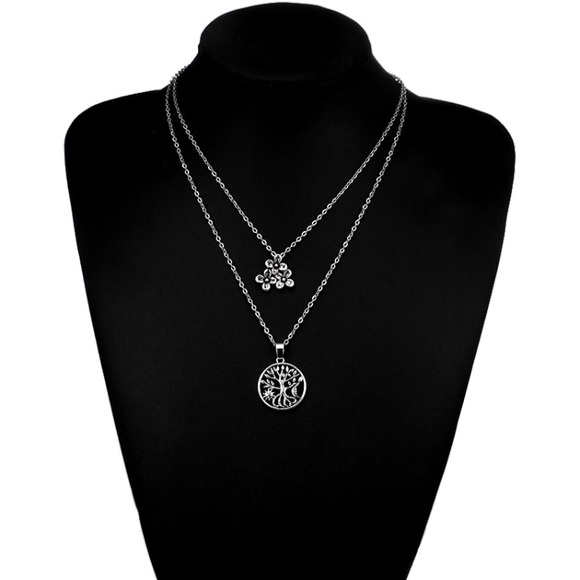 New Silver Layered Floral Tree Necklace - Picture 2 of 4